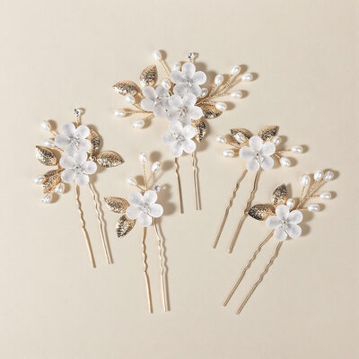 Perle Blumen Sets Haarnadeln Haarschmuck Hochzeit Kopfschmuck (Satz 5) 