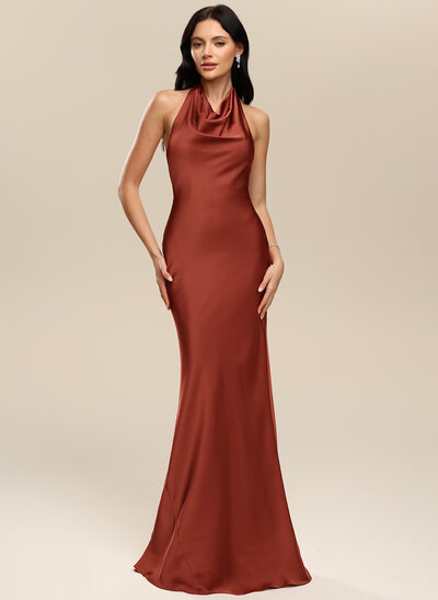 Trumpet/Mermaid Cowl Matte Satin Dress