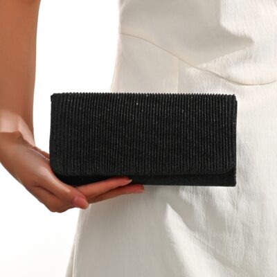Party Polyester Clutch Bags in Black
