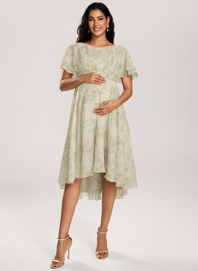 Corte em a plissado chiffon vestido de grávida