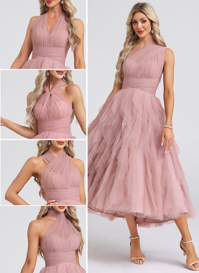 Robe midi avec volants en cascade en tulle