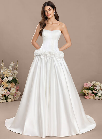 Ball-Gown/Princess Strapless Satin Dress