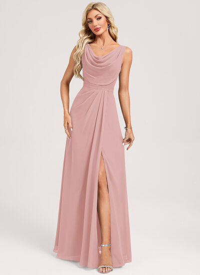 A-line Cowl Chiffon Dress