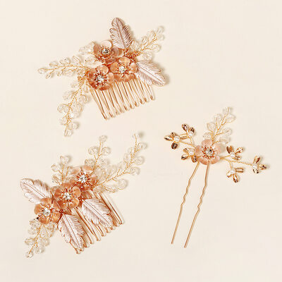 Crystal Perle Sett Hårnåler Hårkammer Hårtilbehør bryllup Hårpynt (Sett med 3) 