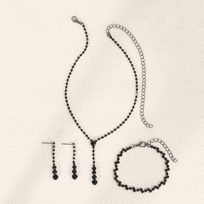 Simple Rhinestone Prom Bracelet Earrings Necklace Jewelry Sets (Set of 3) 