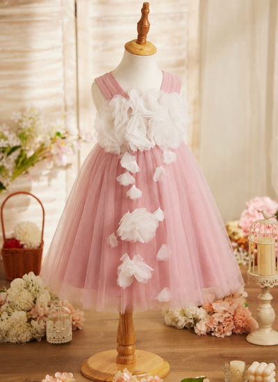 Kjole A-line kjole i Tyll med 3D-blomster