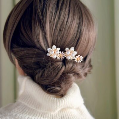 Perle Rhinestone Sett Hårnåler Hårtilbehør bryllup Hårpynt (Sett med 4) 