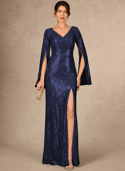 A-line V-Neck Sequins Dress