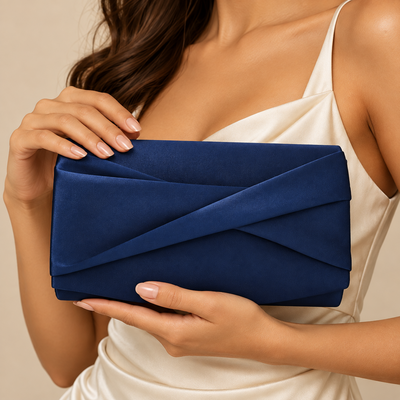 Casuale poliestere pochette in blu scuro
