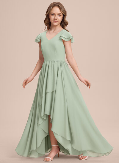 Kjole A-line kjole i Chiffon med Brusende Volanger