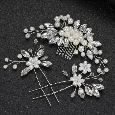 Wedding Headpiece Pearl Hair Comb Set (Set of 3)