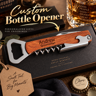 Ouvre-bouteille cadeaux pour garçons d'honneur - personnalisé en bois 1 pc