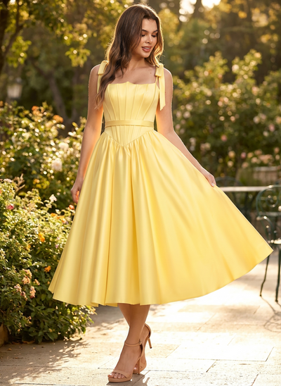 Square Corset Satin Dress