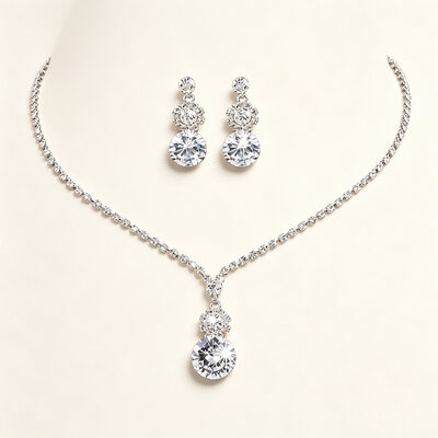 Bridal Crystal Wedding Necklace Earrings Jewelry Sets (Set of 2) 