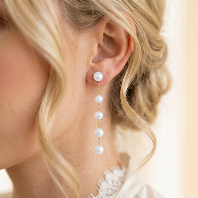 Station Pearl Dangle Earrings Wedding Jewelry For Bride