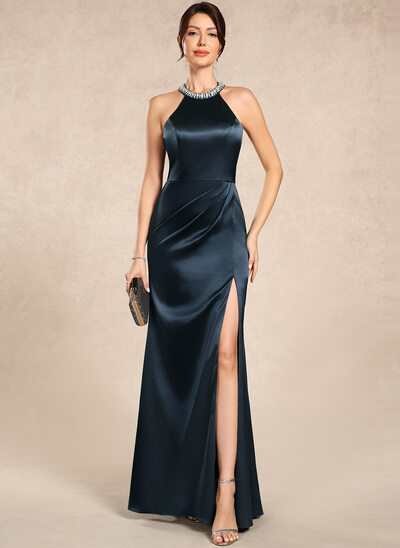 Trumpet/Mermaid Pleated Stretch Satin Dress