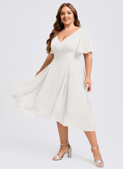 A-line Ruffle Chiffon Dress