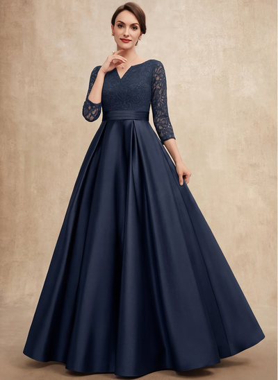 A-line V-Neck Satin Dress