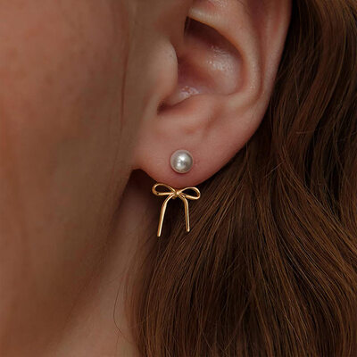 Pearl bowknot korvakorut 