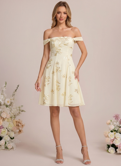 A-line Square Sequins Lace Dress