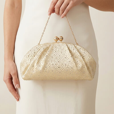 Party Glitter Clutch Bags in Gold