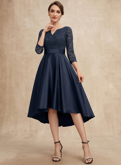 A-line V-Neck Satin Dress
