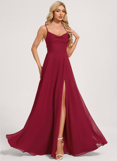 A-line Cowl Floor-Length Chiffon Bridesmaid Dress 