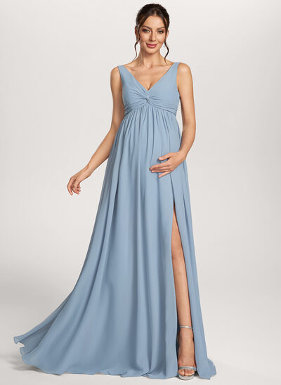 Umstandskleid in A-Linie mit Plissee aus Chiffon