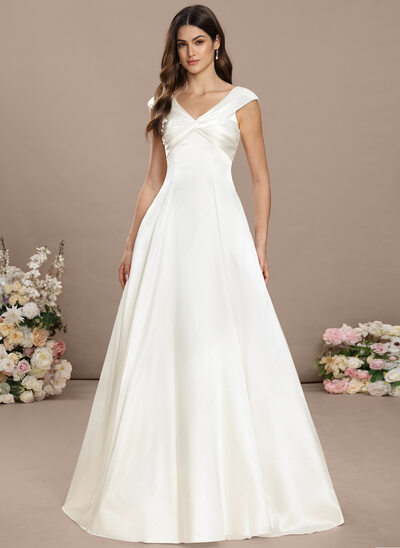 A-line Pockets Stretch Satin Dress