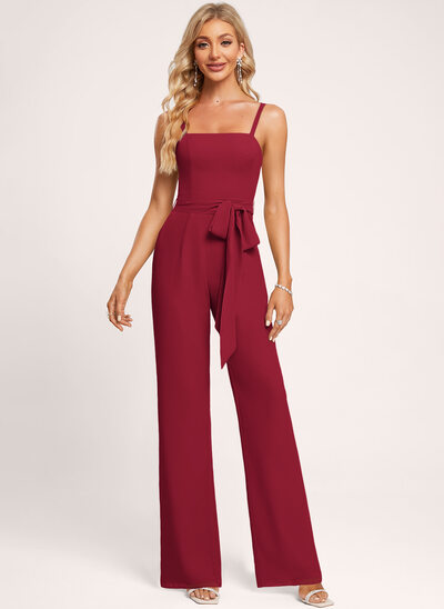 Jumpsuit van chiffon met vierkante hals