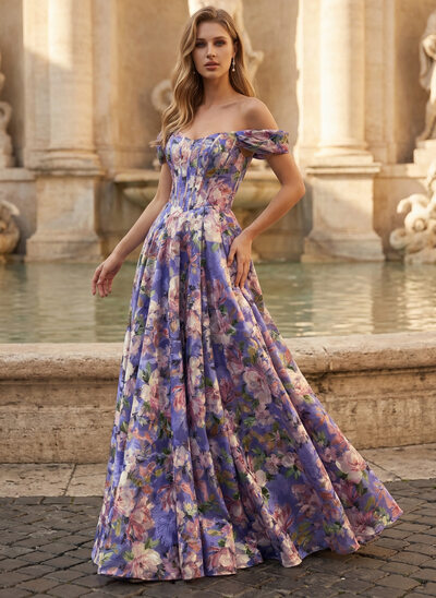 Off the Shoulder Strapless Jacquard Dress