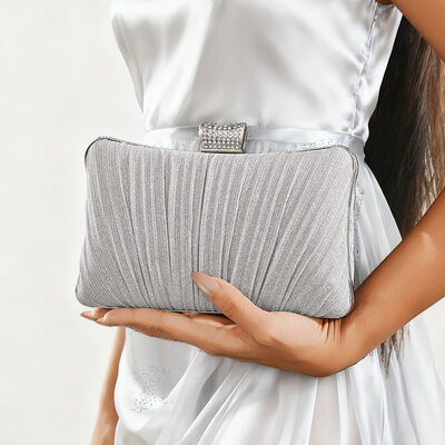 Elegant Party Prom Evening Polyester Clutch Bags in Silver 