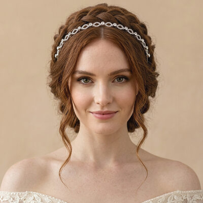 Tocado de novia rhinestone diadema para bodas