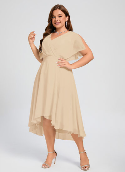 A-line Ruffle Chiffon Dress