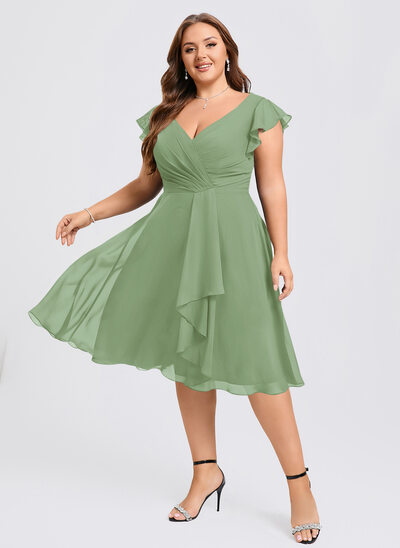 A-line Ruffle Chiffon Dress