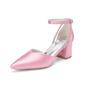 Femmes chaussures de mariage satiné talon bloc bout pointu talons de mariage chaussures de demoiselle d'honneur élégante mariage travail fête prom soirée chaussures 