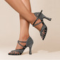 Women's Latin Shoes Rhinestone High Heel Satin Indoor Dance Shoes 