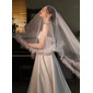 Simple Cut Edge Two Tier Bridal Waltz Length 59" Wedding Veils With Blusher 