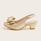 Girl's Sandals Daily Bowknot Faux Leather Round Toe Low Heel Shoes 