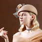 Women's Vintage Winter Bow Wool Wedding Cocktail Beret Hats 