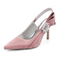 Women's Wedding Shoes Satin High Heel Point Toe Slingbacks Wedding Heels Bridal Shoes Rhinestone Elegant Wedding Shoes 