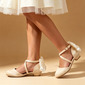 Girl's Closed Toe Satin Low Heel Flower Girl Shoes 