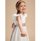 A-line Scoop Floor-Length Lining 100% Cotton Satin Flower Girl Dress With Bow 