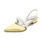 Damen Brautsandalen Brautschuhe Flach Niedriger Absatz Brautschuhe Spitze Schuhspitze Perlen Hochzeit Schuhe 