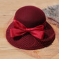 Elegant Winter Bow Veil Wool Wedding Cloche Hats 