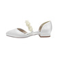 Women's Wedding Shoes Satin Low Heel Round Toe Wedding Flats Bridal Shoes Pearl Elegant Wedding Shoes 