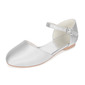 Girl's Flower Girl Shoes Wedding Pearl Satin Round Toe Flat Heel Shoes 
