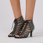 Women's Latin Shoes Lace-up Rhinestone High Heel Satin Solid Color Dance Shoes 