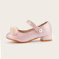 Girl's Flower Girl Shoes Wedding Party Flower Faux Leather Round Toe Low Heel Shoes 