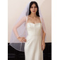 Beading Cut Edge Single Tier Bridal Fingertip Length 39" Wedding Veils 